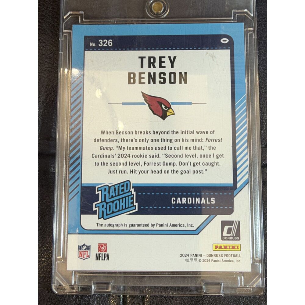 2024 Donruss Trey Benson Rated Rookie Auto RC #326 Arizona Cardinals